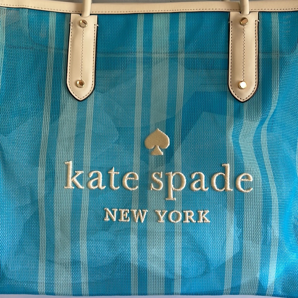 Kate Spade blue and white beach tote bag NWT